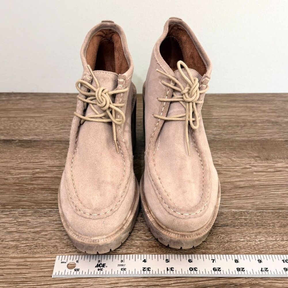 Lucky Brand Hollia Suede Ankle Boots Lug Heel Lace Up Taupe Women's 9M - Picture 11 of 12